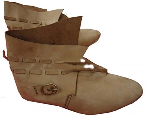 נעלי עור מימי הביניים בעבודת יד מגפי רנסנס שחור וחום