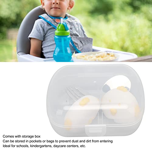 תינוק כלי שולחן עצמי האכלת מזלג וכפית סט עם אחסון תיבת פעוט נירוסטה מזלג כפית