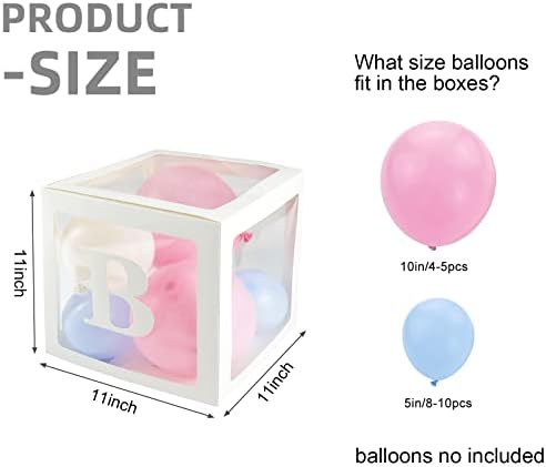 קופסאות תינוקות של ג'נינוס למקלחת לתינוקות קופסאות בלון שקופות עם אותיות תינוקות לבנות לבנות בלוקים ברורים