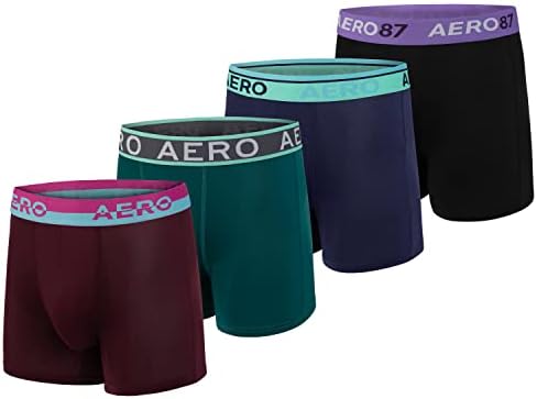 Aeropostale Mens Boxer תקצירים 4 חבילה של Poly Spandex Performance Boxer תחתונים