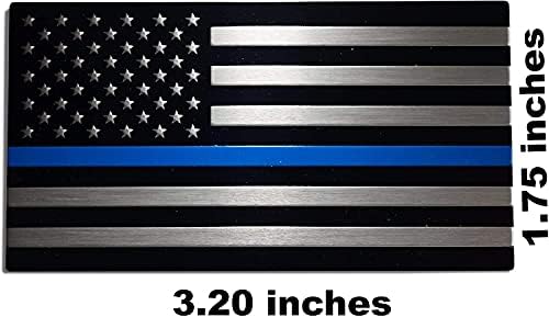 מערך מוזזי של דו-אלומיניום קו כחול דק דגל אמריקאי דגל אמריקה מדבק סמל מדבקה תג 3.2 x1.75 ארצות הברית חזרה למשאית