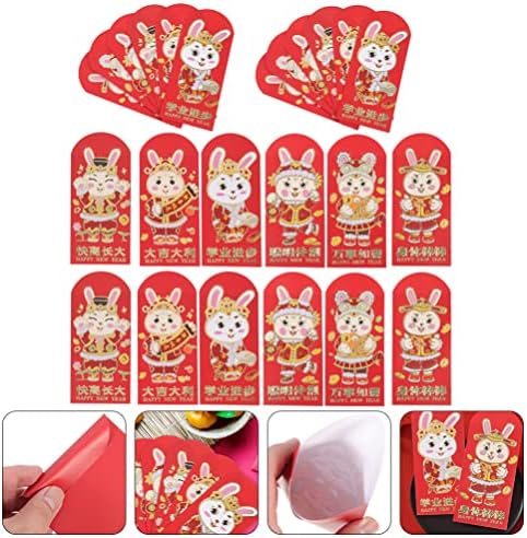 בגד ים 60 יחידות שנה הסינית חדשה אדום מנות מזלות ארנב שנה אדום מעטפות סיני הונג באו מזל כסף הווה אביב פסטיבל