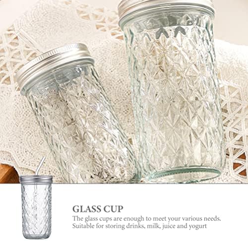 זכוכית כוס עם מכסים וקש רחב פה מייסון צנצנת שתיית משקפיים לשימוש חוזר מיץ שייק כוס עבור אייס קפה גדול פרל