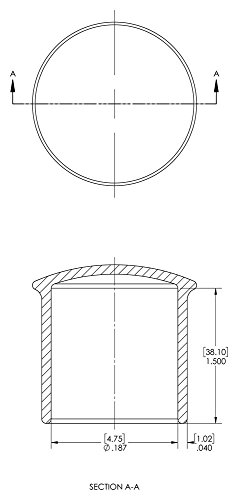 Caplugs 99190265 כובע פלסטיק עם אוגנים. VCF-187-24, ויניל, מזהה כובע 0.187 אורך 1.500, שחור