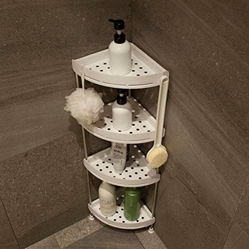 IYAR HOME 4 TIER מקלחת מארגן קאדי פינת מדף מדף 12.99 x 9.45 x 40.16 מקלחת עמדות למטבח בחדר אמבטיה חלל קטן לבן