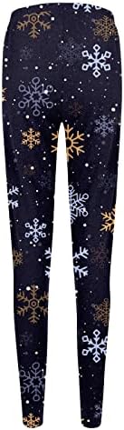 חותלות לחג המולד לנשים מכנסי אימון מותניים גבוהים בקרת בטן סנטה קלאוס פתית שלג הדפסת חדר כושר חמוד טייץ