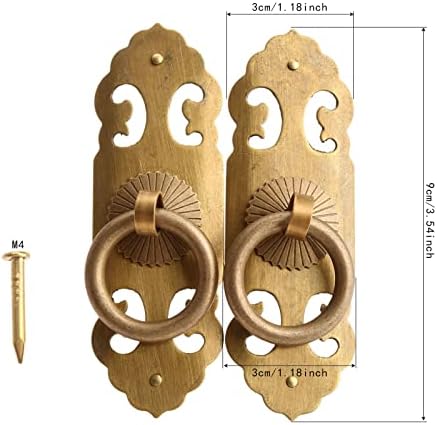 MJWDP 2PCS וינטג 'ריהוט בסגנון סיני משוך מנעול תפס ארון חומרה חומרה פליז ארון