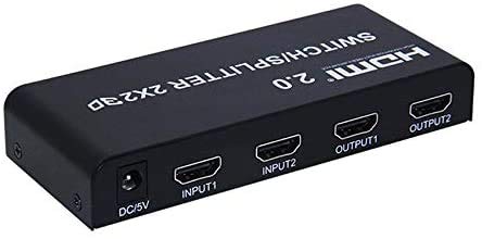 2x2 HDMI 2.0 מתג מתג מפצל 4K @ 60Hz YUV 4 ： 4 ： 4 SPDIF אופטי + 3.5 ממ שטח שמע עם שליטה מרחוק IR