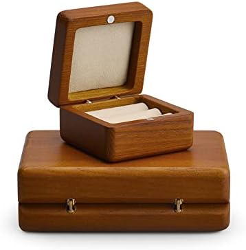 עץ מלא וודטן מעץ כפול טבעת נישואין קופסת עץ מארגן מארגן קופסאות אחסון קופסא