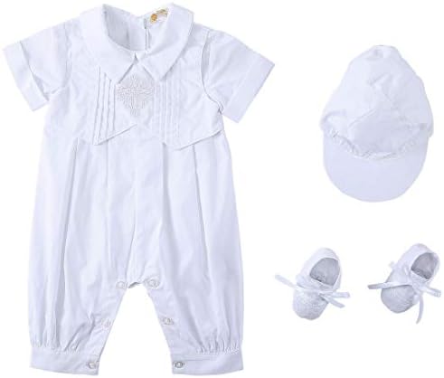 תלבושת טבילת טבילה של ילד תינוק של קשת תלבושת רומפר תינוקת רקמה סט עם מכנסיים