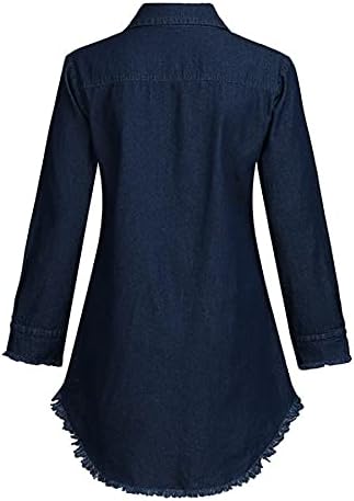 חולצות כפתור בצבע אחיד של Andongnywell לנשים שרוול ארוך בתוספת גודל רופף מתאים חולצות צווארון מזדמן