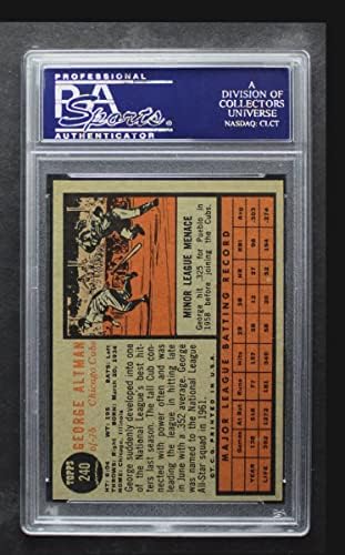 1962 Topps 240 ג'ורג 'אלטמן שיקגו קאבס PSA PSA 7.00 קאבס