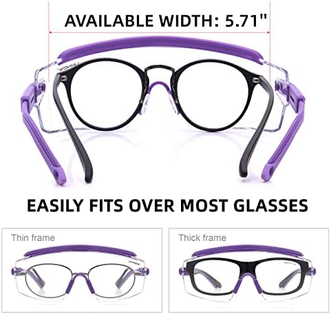 משקפי בטיחות uknow על משקפיים, משקפי בטיחות נגד ערפל עם עדשה עוטפת ברורה, ANSI Z87.1 משקפי מגן