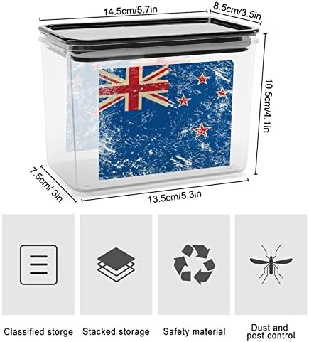 ניו זילנד רטרו דגל פלסטיק אחסון תיבת מזון אחסון מכולות עם מכסים אורז צנצנת אטום דלי למטבח ארגון