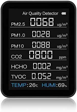 צג איכות אוויר של KHTAA גלאי 8-in-1 CO2 עבור CO2 פורמלדהיד טמפרטורה ולחות TVOC/PM2.5/PM1.0/PM10 נתונים בזמן