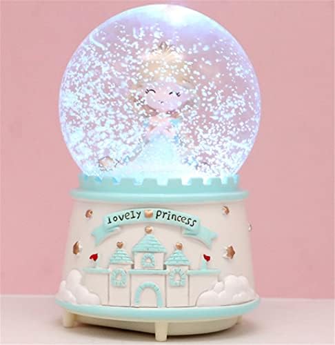 GGEBF אורות צבעוניים יצירתיים צפים פתיתי שלג חלום בתוך תור טירת נסיכת הנסיכה הקריסטל בול קופסת מוסיקה