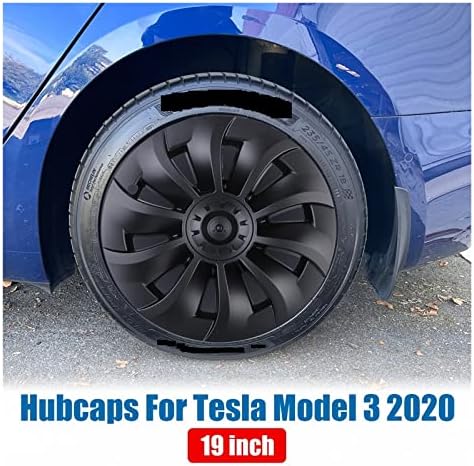 תואם לטסלה דגם 3 2020 רכזת רכזת כובעי רכב Hubcap 19 אינץ 'כיסוי רכזת גלגלים 4 יחידות סט מגן מלא
