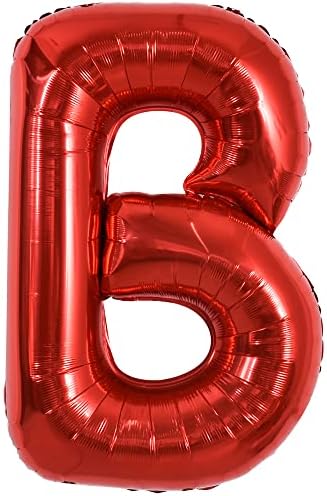 טונוש 40 אינץ 'גדול באות אדומה בהירה בלוני A-Z, ענק ג'מבו הליום נייר מילאר מכתב B Balloons לקישוטים לחתונה
