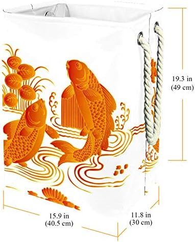 מפולו כביסת סיני חדש שנה דגי לוטוס מתקפל פשתן כביסה אחסון סל עם ידיות להסרה סוגריים גם מחזיק