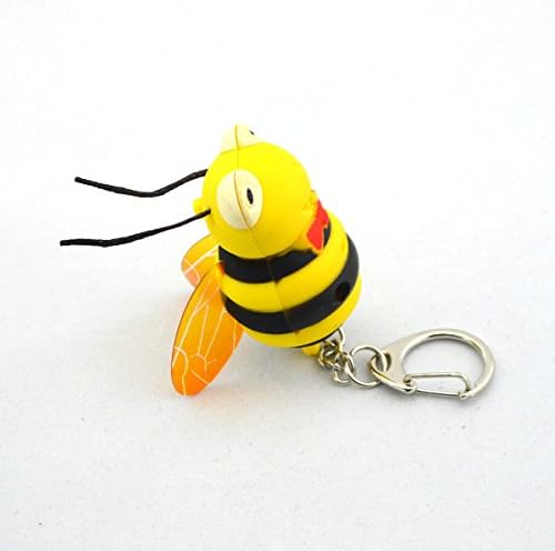 מחזיק מפתחות סמרוי אר 5 עם אפקט צליל-דבורה זוהרת חמודה צהובה + שחור