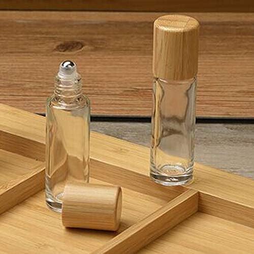 3 חתיכות מתגלגלות על בקבוקים 10 מל בקבוקי רולר זכוכית צלולים עם מכסה במבוק ריק לבקבוקי רולר