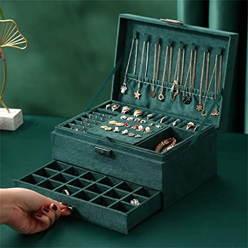 קופסת תכשיטים של מוסט ， 3 שכבות פלנל מארגן תכשיטים קופסאות שרשראות עגילי תצוגה מארז לנשים קיבולת גדולה