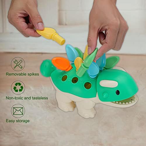 צעצועי דינוזאור של FYHAP מונטסורי צעצועים לילדים בני שנה, דינוזאור לחבר צעצועים לילדים 1-3, לומדים מיון צעצועים