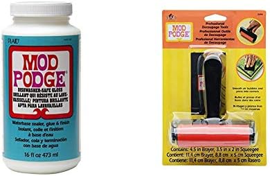 Mod Podge Podge Safe Safe Safe -Base Sealer, דבק וגימור, CS25139 Gloss & 08658000986 ערכת כלי הגנה מקצועית,