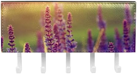 מארגן מדף פרחים סגול לבנדר עם 5 ווים מדף מדף מטבח קיר מדף אחסון רב -פונקציונלי