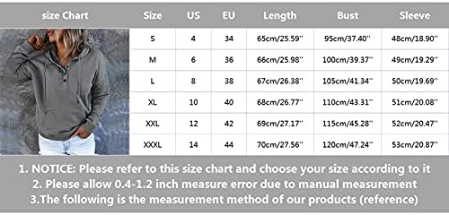 קפוצ'ונים עם שרוול ארוך של נשים בלוק כפתור צבע כלפי מטה סוודר סוודר סוודר קז'ן סווטשירט כיס רופף