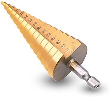 מקדח עץ מקדח מדרגה מתכת במהירות גבוהה חותך פלדה חותך מרכז מקדח 4-32 ממ מקדח HSS Titanium מצופה מדרגה