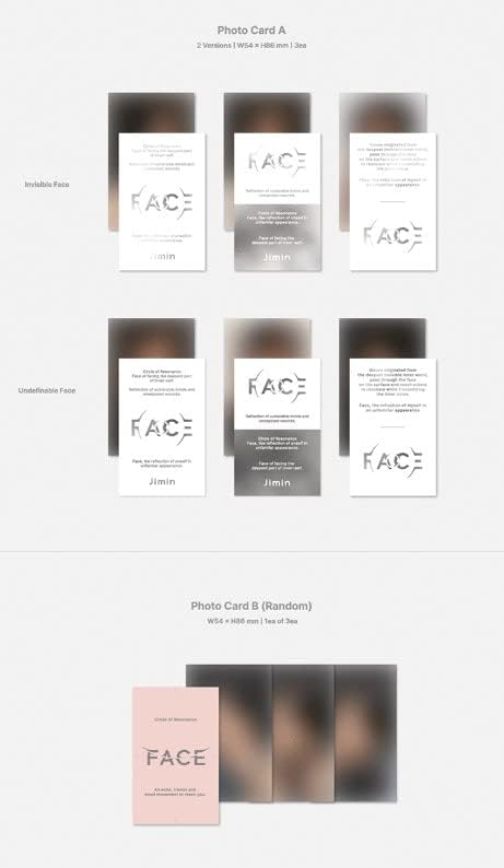 BTS JIMIN FACE אלבום ראשון 2PHOTOBook+SET 3VER אלבום 3VER