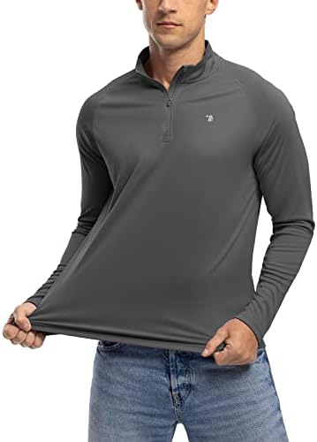 TBMPOY 1/4 סוודר ZIP SUNCHOP UPF 50+ הגנה מפני שמש חולצות שרוול ארוך