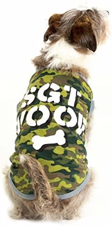 סמר. WOOF CAMO PUP חולצת כלבים - תלבושת חייל חמוד של הצבא