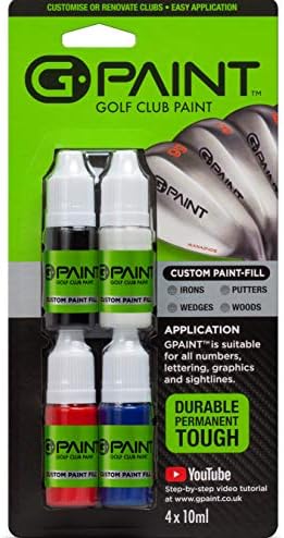 G -Paint Golf Club Paint - מגע, למלא, להתאים אישית או לשפץ את המועדונים שלך - 4 חבילה של בקבוקי 10 מל. שחור,