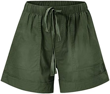מכנסיים קצרים של אוסיסט לנשים נוחיות משיכה מותניים אלסטיים צבע אחיד בכיס קיץ קיץ רגל רחבה רופפת מכנסיים