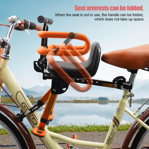 OUSEXI מעבה את מושב האופניים לילד קדמי, מושב אופניים רכוב קדמי מתקפל מושב אופניים לעיר אופניים