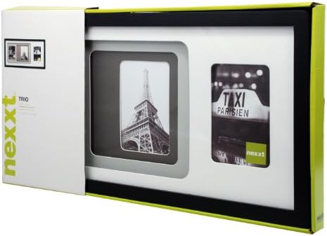 מסגרת תמונה של Trio Trio Trio, 10 על 20 אינץ ', משובצת לתמונות 3-4 על 6 אינץ', מסגרת שחורה עם מחצלת צבע ניטרלית