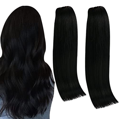 סאני 200 גרם שחור ערב שיער הרחבות שיער טבעי לתפור בתוספות שיער טבעי שחור פאה לנשים צרור שיער 14 אינץ +16 אינץ