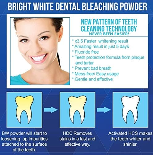אבקת הלבנת שיניים בהירות מופעלת - משחת שיניים חדשה על ידי Belowhite - מוצר הלבן הטוב ביותר של לקת שיניים בשנת