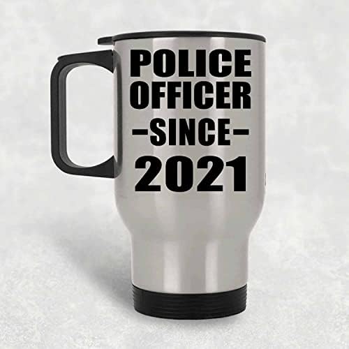 מעצב את קצין המשטרה מאז 2021, ספל נסיעות כסף 14oz כוס מבודד מפלדת אל חלד, מתנות ליום הולדת יום