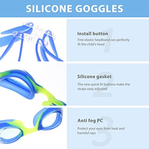 Sosoport Kid Silicone Swim Gogles עדשת מחשב משקפי צלילה לילדים בני נוער ומתבגרים