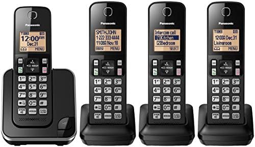 Panasonic KX -TGC384 מערכת טלפון אלחוטי עם 4 מכשירים - שחור