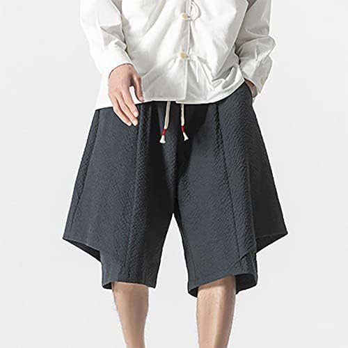 מכנסי כדורסל מיאשוי לגברים חבילת ריצה מזדמן כותנה פשתן גברים של קיץ מכנסיים קצרים מכנסיים גברים של אלסטי מותניים