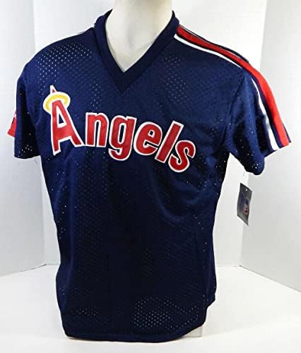 1983-90 מלאכים בקליפורניה משחק ריק הונפק תרגול חבטות כחול ג'רזי XL 711 - משחק משומש גופיות MLB