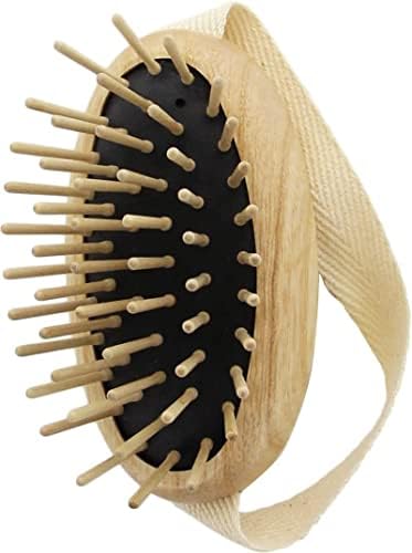 טק-מברשת עיסוי קרקפת בעץ אפר עם רצועה, אידיאלית לשטיפת אוויר ויישום של קרמים נגד נשירת שיער, 8,5 על 5 סנטימטר