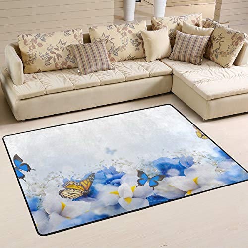 פרחי פרפר Mr.Xzy שטיח שטח שטח גדול לסלון לילדים רכים תינוקות זחילה שטיח שטיח לחדר שינה מחצלת רצפה דקורטיבית מחצלת