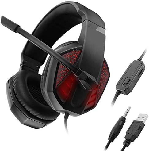 3.5 מ מ + יו אס בי משחקי אוזניות, סטריאו סראונד אוזניות עם רעש-הפחתת מיקרופון אור אפקט עבור מחשב