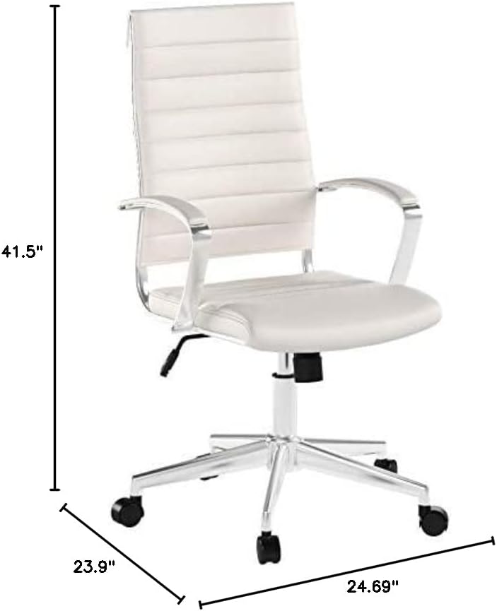 יסודות אמזון כיסא שולחן משרדי מסתובב מנהלים בגב גבוה עם ריפוד רך מצולע-תמיכה לבנה, מותנית, סגנון
