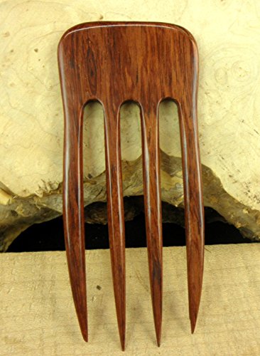 JWL Laotian Rosewood ארבעה שקעים 6 אינץ 'מקל שיער ישר פיק תמונת סיכה מזלג -אורך חומר פונקציונלי 4 5/8 סגנון